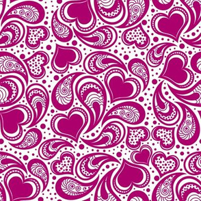 PAISLEY HEARTS-PINK/WHITE