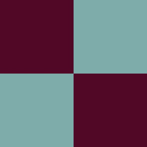 JP8 - Cheater Quilt Checkerboard in Seven Inch Squares of Rich Burgundy and Teal Pastel