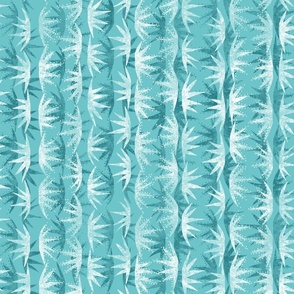 Cactus Stars White on Turquoise 150