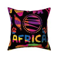 African Africa Things Neon on Black
