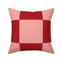 JP4 - Cheater Quilt Checkerboard  in Seven Inch Squares of Rich Rusty Coral Red and Coral Pastel