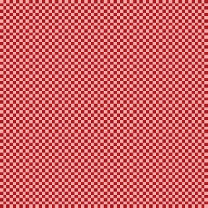 JP4 - Tiny - Checkerboard of Eighth Inch Squares of Rich Rusty Coral Red and Coral Pastel