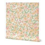 Floral Illustrated 70s Vintage-peach