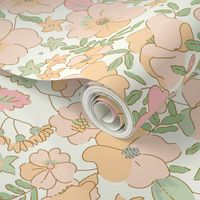 Floral Illustrated 70s Vintage-peach