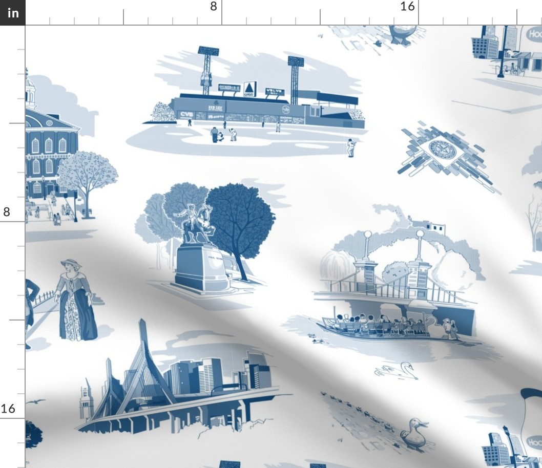 Navy Blue Boston Toile