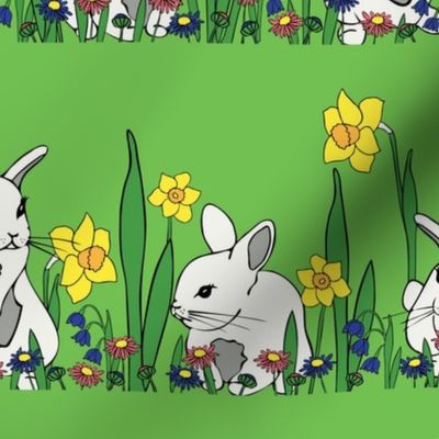 Happy spring with white bunnies