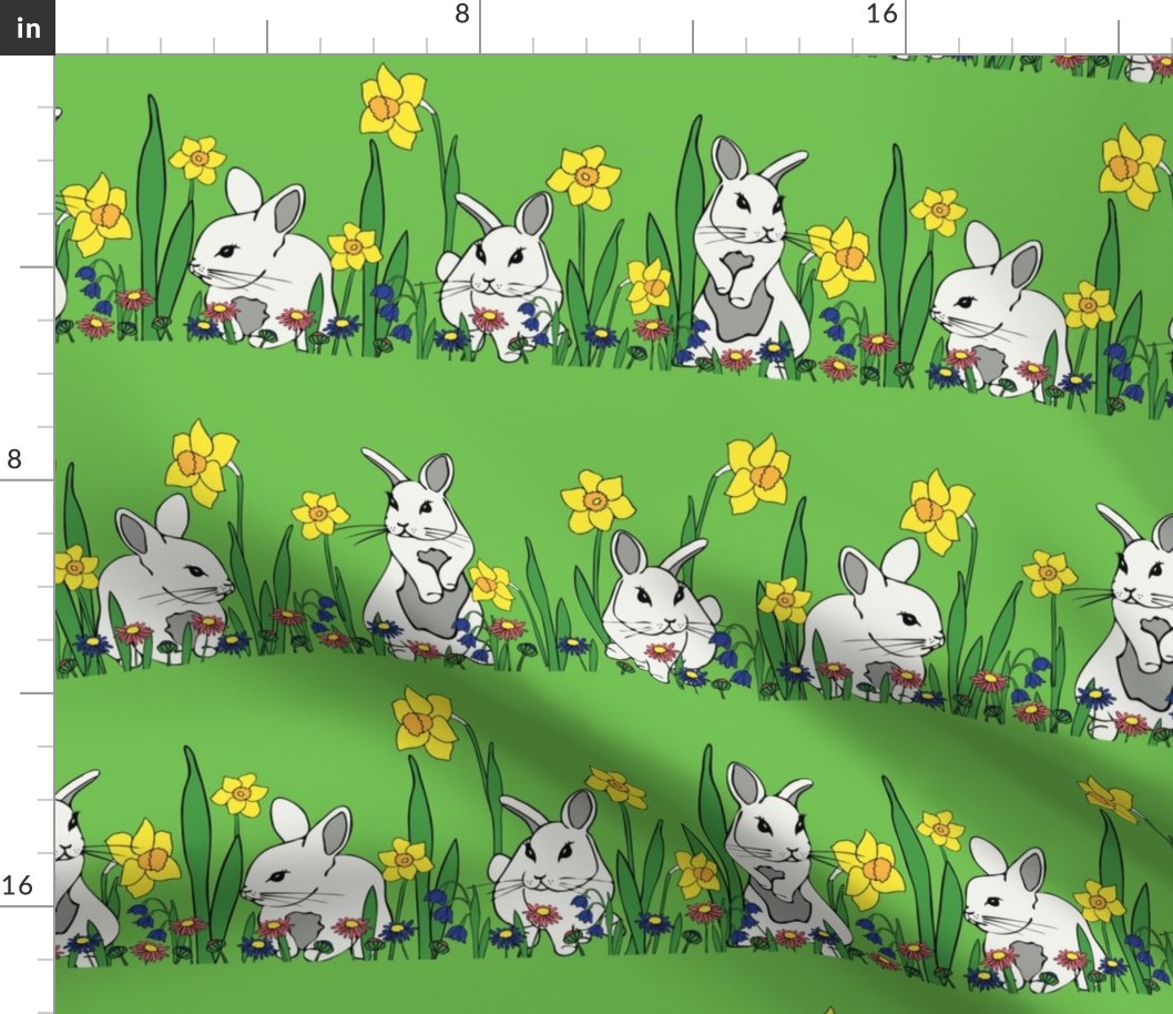 Happy spring with white bunnies