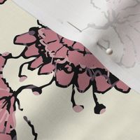 stripes of pink stylized blooms by rysunki_malunki