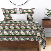 serape blanket _ llama-green