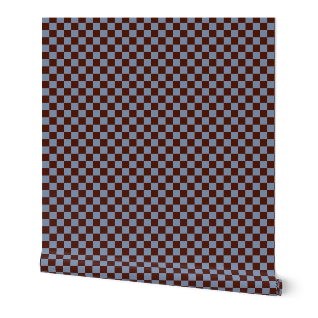 JP3 - Tiny - Checkerboard of Eighth Inch Squares in Rusty Brown and Slate Blue Pastel