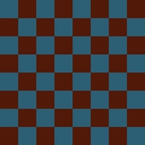 JP3 -Large -  Checkerboard of One Inch Squares of Aquamarine and Rust Brown