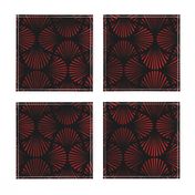 Vintage Faux Foil Palm Fans in Black and  Ruby Red Art Deco Neo Classical Pattern
