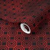 Circle Rings in Black and Ruby Red Vintage Faux Foil Art Deco Vintage Foil Pattern