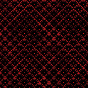 Dotted Scales in Black and Ruby Red Vintage Faux Foil Art Deco Vintage Foil Pattern