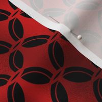 4 Leaf Quatrefoils in Black and Ruby Red Vintage Faux Foil Art Deco Vintage Foil Pattern