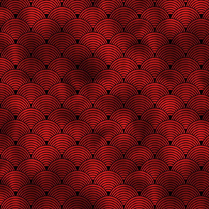 Ringed Scales in Black and Ruby Red Vintage Faux Foil Art Deco Vintage Foil Pattern