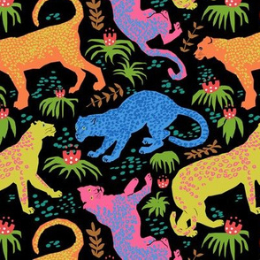 Jungle Cat Party in Black + Neon