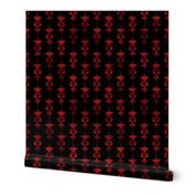 Damask Motifs in Black and Ruby Red Vintage Faux Foil Art Deco Vintage Foil Pattern