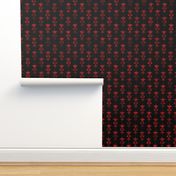 Damask Motifs in Black and Ruby Red Vintage Faux Foil Art Deco Vintage Foil Pattern