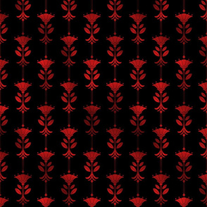 Damask Motifs in Black and Ruby Red Vintage Faux Foil Art Deco Vintage Foil Pattern