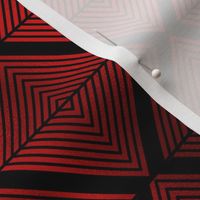 Lined Diamonds in Black and Ruby Red Vintage Faux Foil Art Deco Vintage Foil Pattern