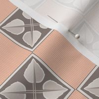 Irene: 1920s Coppery Pink & Taupe Leaf Grid, Art Deco, 1920s