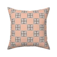 Irene: 1920s Coppery Pink & Taupe Leaf Grid, Art Deco, 1920s