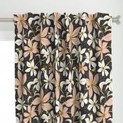 Lilium Pollination - Floral Charcoal Black & Blush Pink Bees Large Scale 