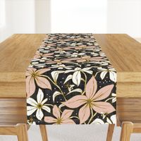 Lilium Pollination - Floral Charcoal Black & Blush Pink Bees Large Scale 