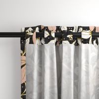 Lilium Pollination - Floral Charcoal Black & Blush Pink Bees Large Scale 