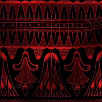 Egg and Dart Frieze in Black and Ruby Red Vintage Faux Foil Art Deco 