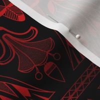 Egg and Dart Frieze in Black and Ruby Red Vintage Faux Foil Art Deco 