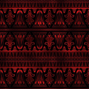 Egg and Dart Frieze in Black and Ruby Red Vintage Faux Foil Art Deco 