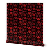 Scallop Shells in Black and Ruby Red Art Deco Vintage Faux Foil Pattern