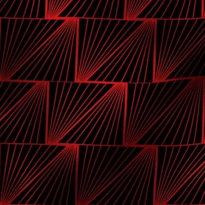 Diagonal Triangles in Black and Ruby Red Vintage Faux Foil Art Deco Vintage Foil Pattern