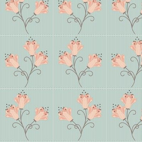 Grace: 1920s Geometric Floral, Coppery Pink Lilies 