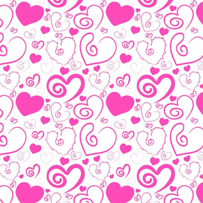 Lots of Hearts Pink and White