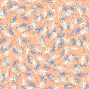botanical in peach fuzz, cornflower blue, and white by rysunki_malunki