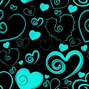 Lots of Heart Teal and Black