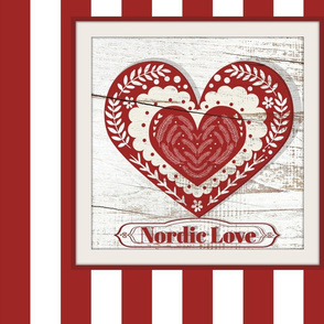 Nordic valentine plaque on stripes