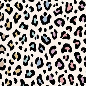 ★ RAINBOW LEOPARD PRINT - PASTEL COLORS + BLACK on IVORY ★ Medium Scale / Collection : Leopard spots – Punk Rock Animal Prints