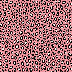 ★ LEOPARD PRINT in BLACK & IVORY WHITE on FLAMINGO PINK ★ Tiny Scale / Collection : Leopard Spots – Punk Rock Animal Prints