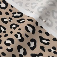 ★ LEOPARD PRINT in BLACK & IVORY WHITE on BEIGE NUDE ★ Small Scale / Collection : Leopard Spots – Punk Rock Animal Prints