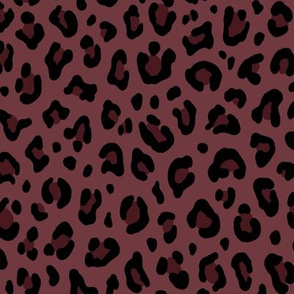 ★ LEOPARD PRINT in DARK BURGUNDY ★ Medium Scale / Collection : Leopard spots – Punk Rock Animal Prints