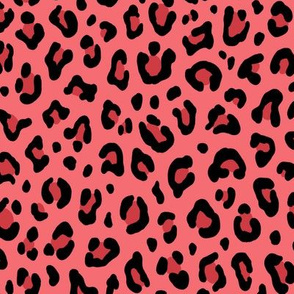 ★ LEOPARD PRINT in CORAL PINK ★ Medium Scale / Collection : Leopard spots – Punk Rock Animal Prints