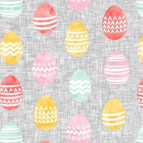 (1" wide) Easter eggs - watercolor multi eggs on grey C20BS