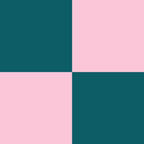 JP1 - Cheater Quilt Checkerboard in Seven Inch Squares of Aquamarine and Burgundy Pink