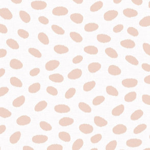 LARGE linen fuzzy scattered dots - nude on white