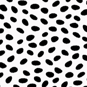 LARGE linen fuzzy scattered dots - white and black 