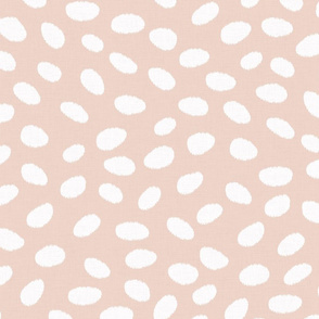 LARGE linen fuzzy scattered dots - white on nude